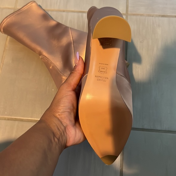 Stuart Weiztman Clinger Dusty Rose Satin Boots. Size 40. NWOT - Picture 6 of 10